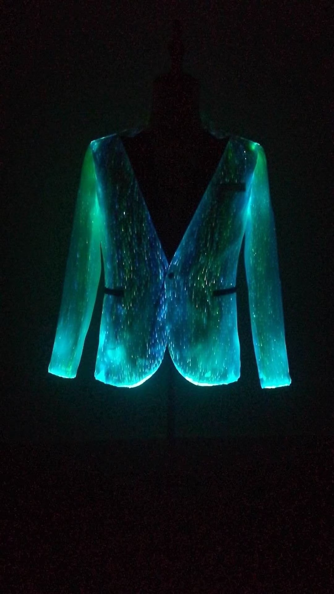 LED Fiber Optic Jacket Light up Coat Club Wear LED Luminous Clothing for Party Wedding Christmas Halloween