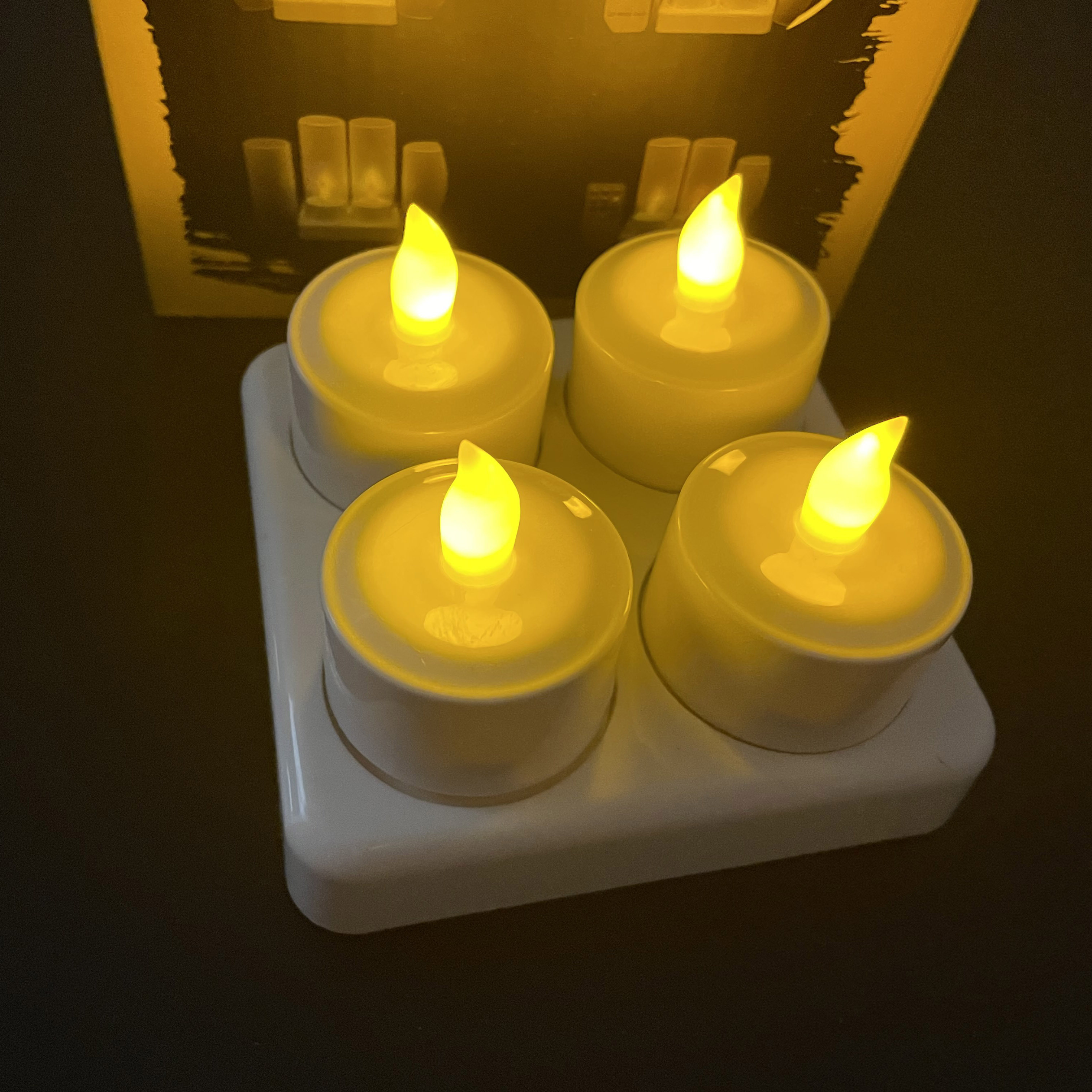 Rechargeable Flameless Flickering Candles Tea Lights 4pcs/Set with White Base Decoration Party Wedding Bar Family Dinner Outdoor