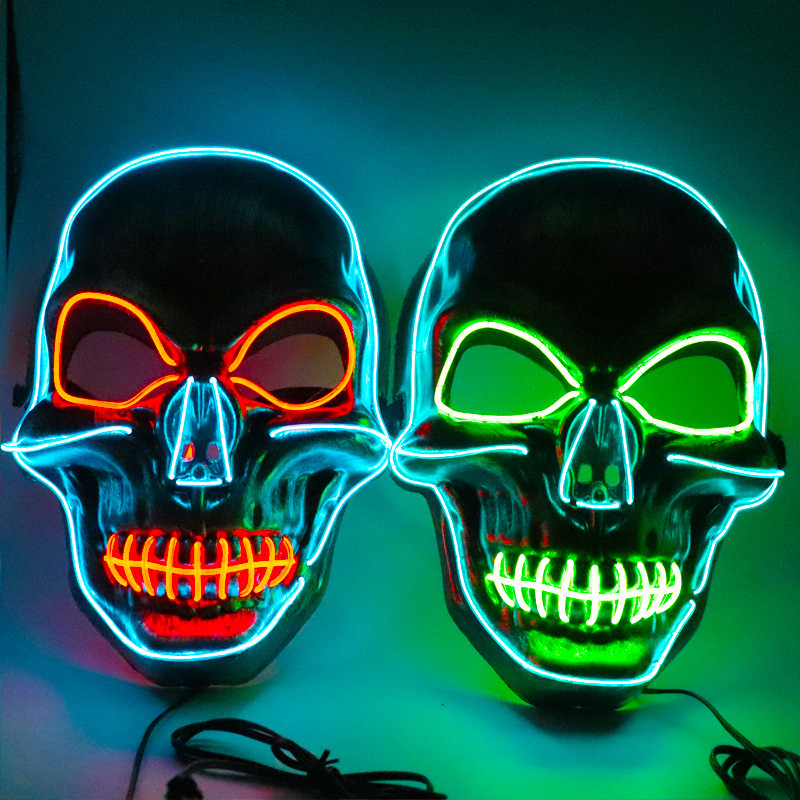 Halloween LED Mask Light Up Hacker Purge Mask LED Scary Skull Mask for Cosplay Costumes Festival Carnival Party Gifts Kids Men