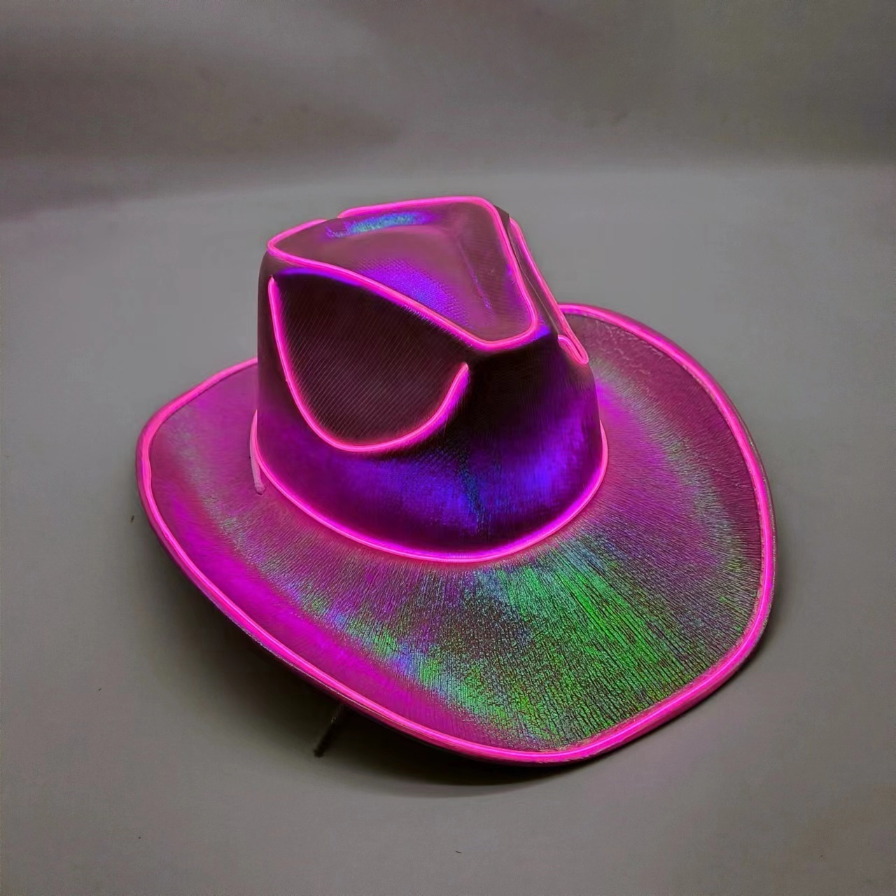 Customized Flashing Neon LED Light Up Cowboy Hat Adult Cowboy Pink Cowgirl Hat for Halloween Christmas