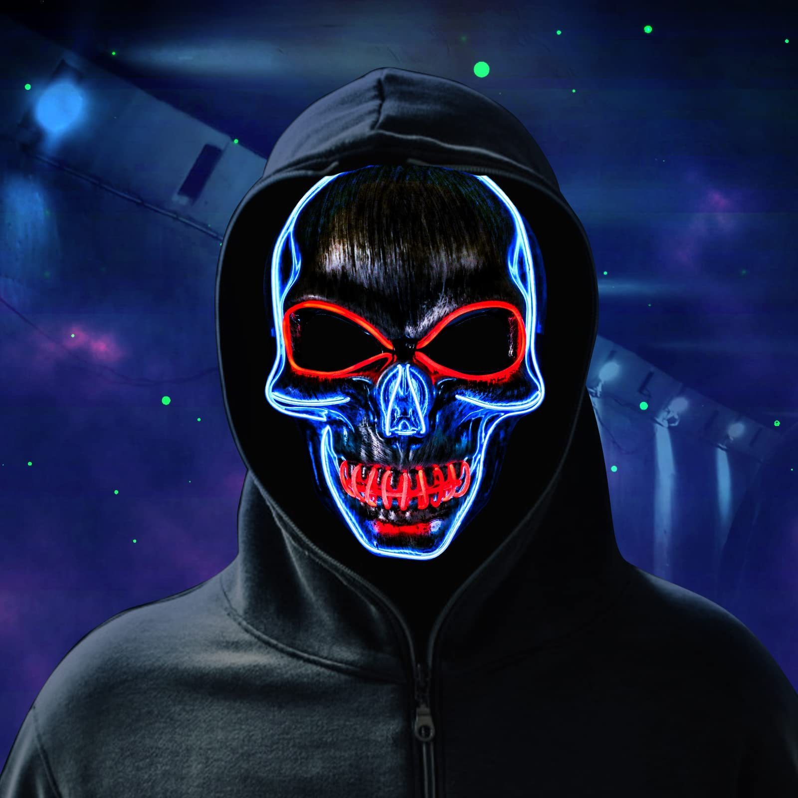 Halloween LED Mask Light Up Hacker Purge Mask LED Scary Skull Mask for Cosplay Costumes Festival Carnival Party Gifts Kids Men