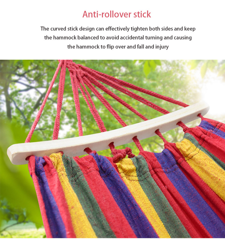 Outdoor Customized Cotton Canvas Portable Hammock Tent Camping Quilt Lightweight Rainbow Double Hammock With Stand Sleeping Bed