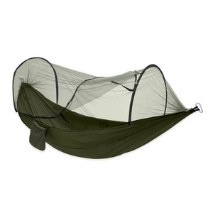 Outdoor Camping Hiking Picnic 260*140cm Hammock Anti Mosquito Mesh Nylon Fabric Automatic Quick Opening Hammock