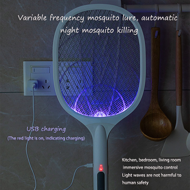 Factory Directly 1200Mah Lithium Battery Bug Zapper 3000V Electric Fly Swatter Racket Mosquito Killer Lamp