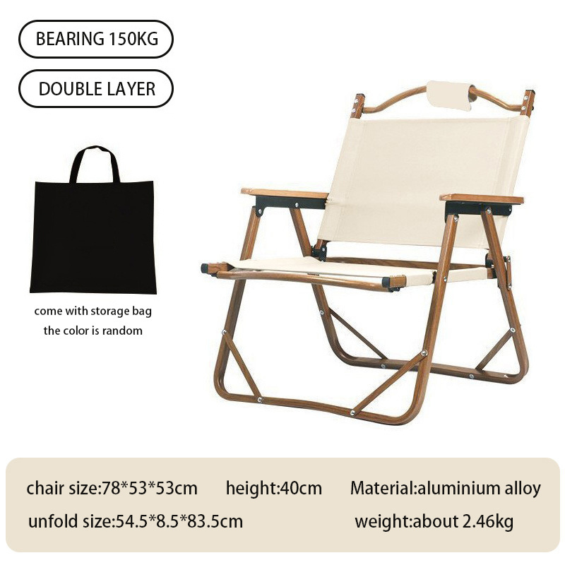 Outdoor Fishing Beach Kermit Chair 150kg lightweight Black/Creamy-white High Quality Aluminum Alloy Camping Chair With Carry Bag