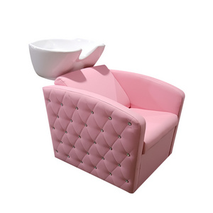 2023 New Arrival Very Beautiful Pink Shampoo Bowl Washing Salon Shampoo Chair 10 Years Warranty