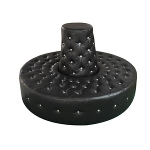 2022 Latest 10 Years Warranty Europe Style Special Round Black Bench Waiting Chair Sofa With Crystal Buttons Good Looking