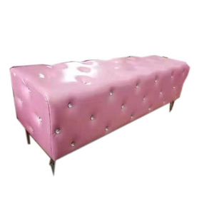 2021 Hot Sale Unique High Back Pink Waiting Chair Bench  With Crystal Buttons 5 Years Warranty