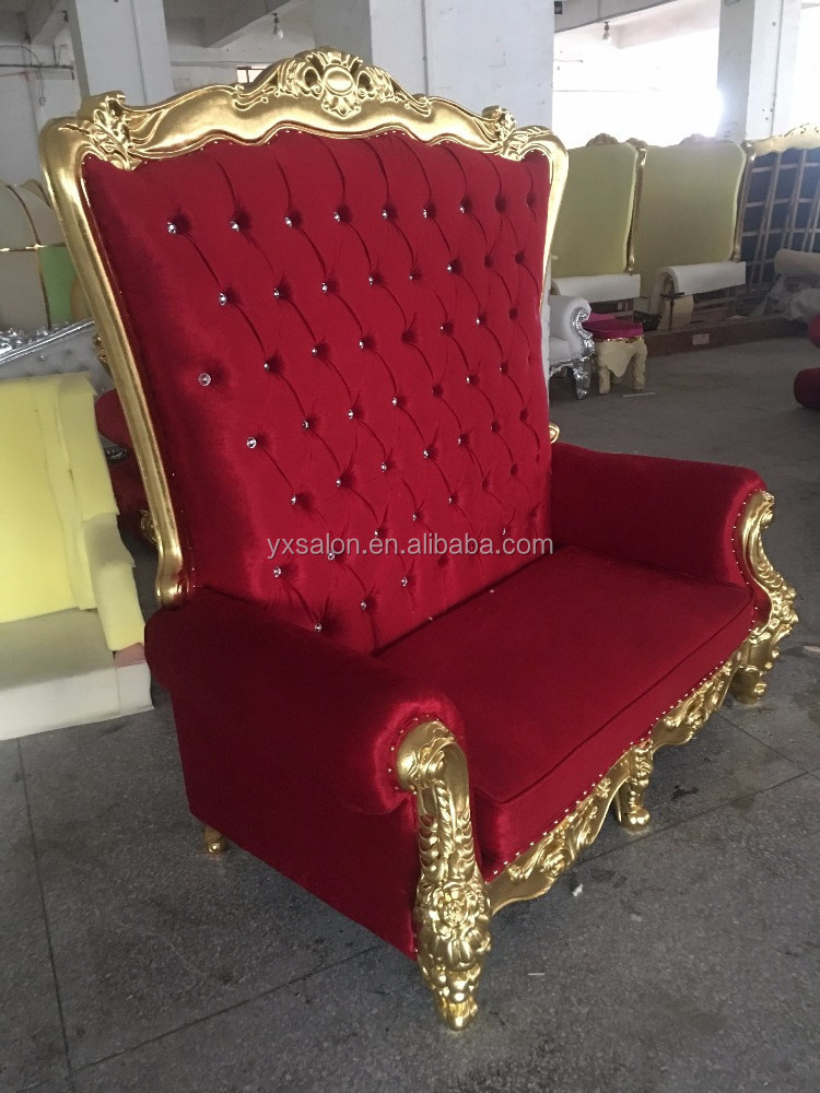 5 Years Warranty Top Quality Luxuary European Style Gold Red Throne Sofa