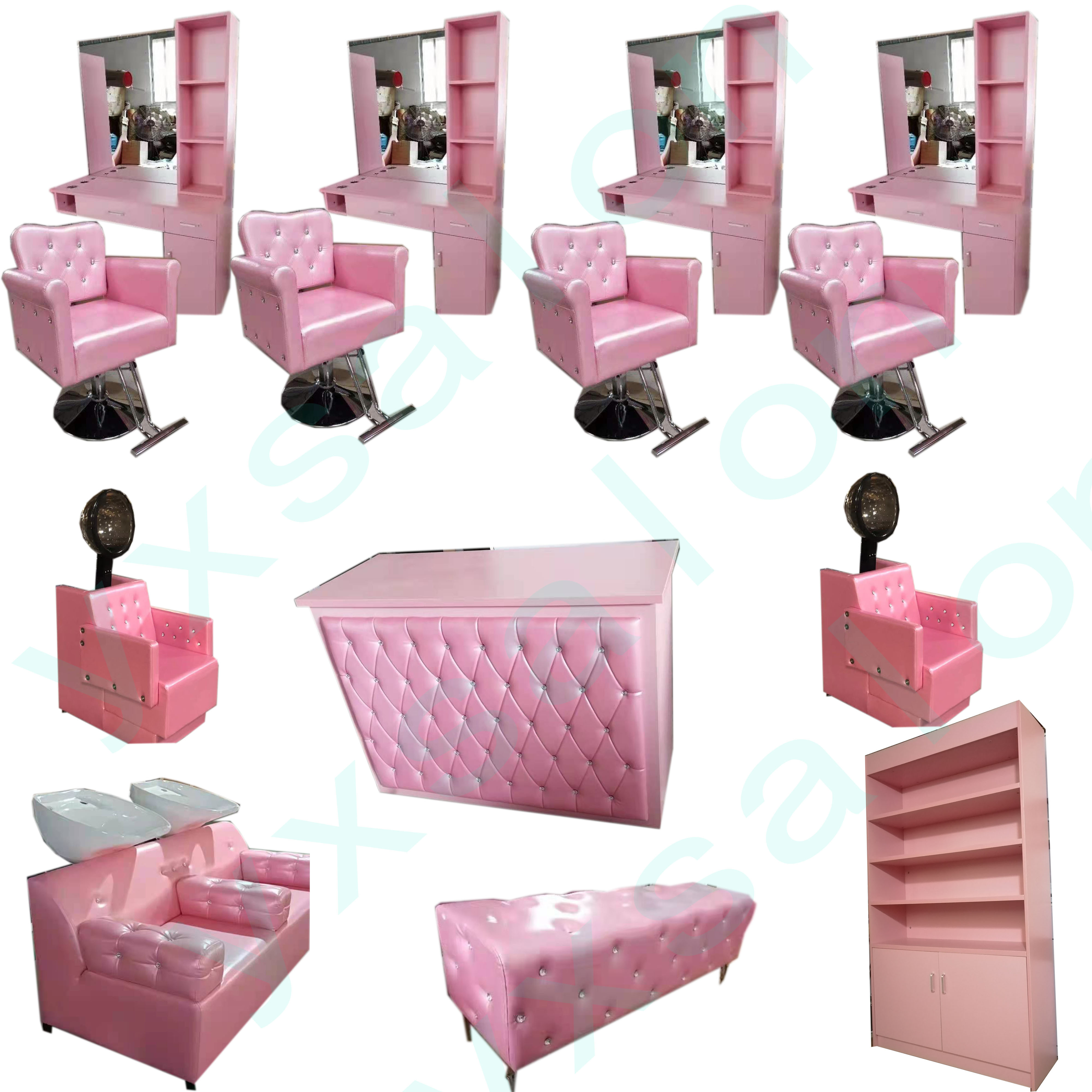 2021 Hot Sale Pink Mirror station Styling Station Barber Station With Crystal Buttons