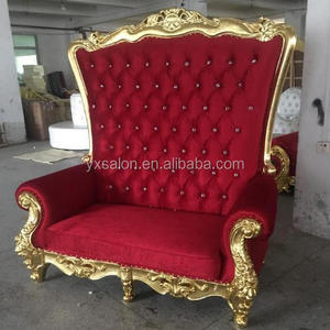 5 Years Warranty Top Quality Luxuary European Style Gold Red Throne Sofa