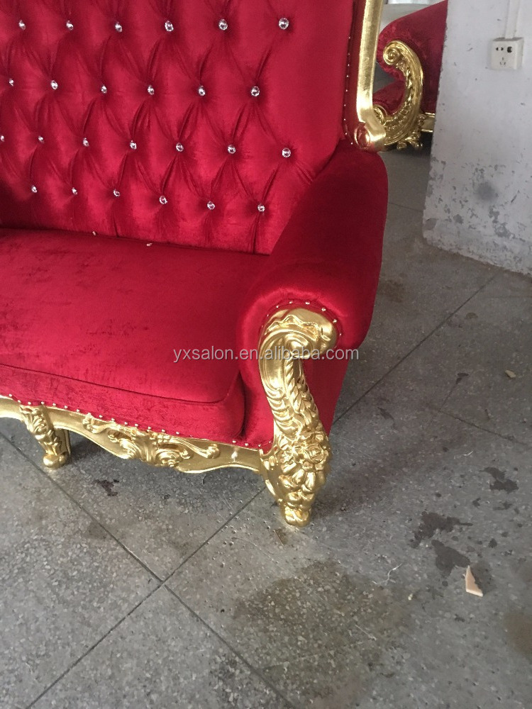 5 Years Warranty Top Quality Luxuary European Style Gold Red Throne Sofa