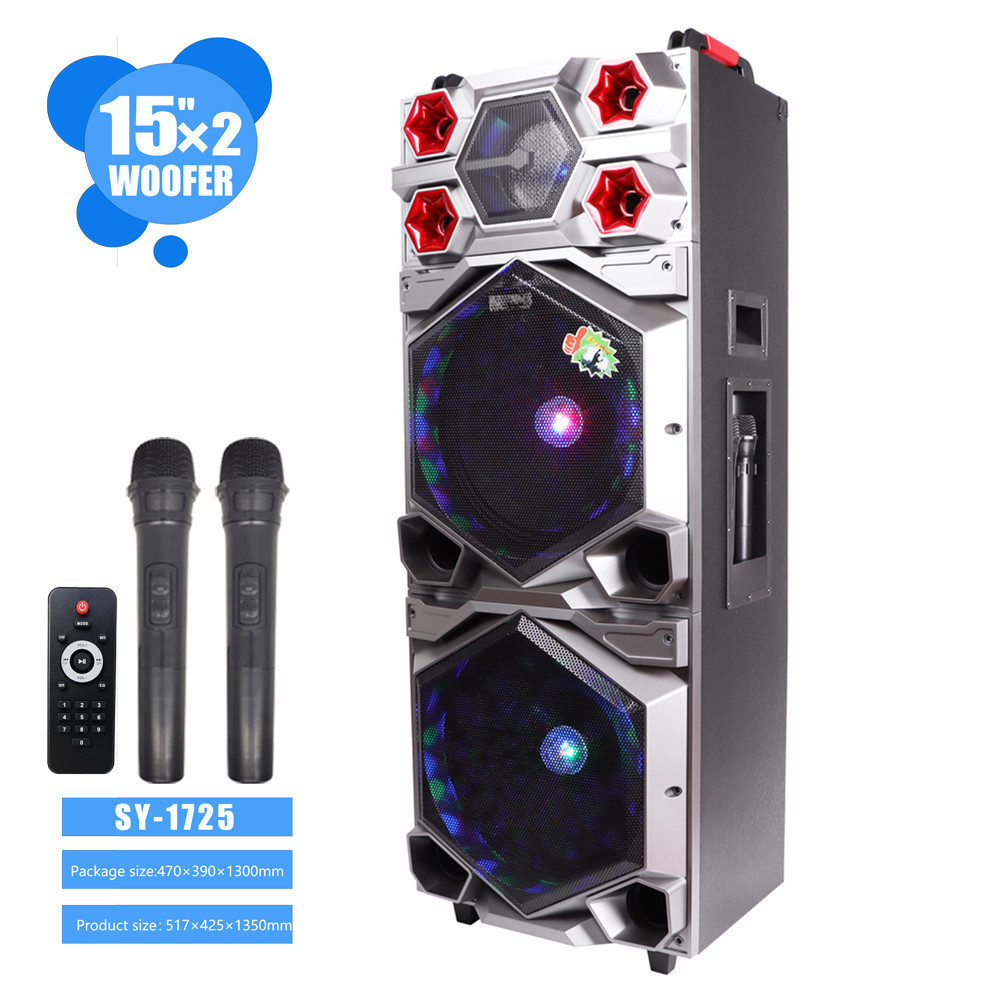 2024 New Audio Creative 15 inch Subwoofer Portable Trolley Speaker with BT and two wireless microphone