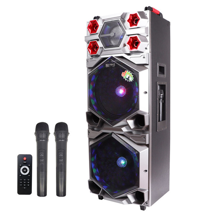 2024 New Audio Creative 15 inch Subwoofer Portable Trolley Speaker with BT and two wireless microphone