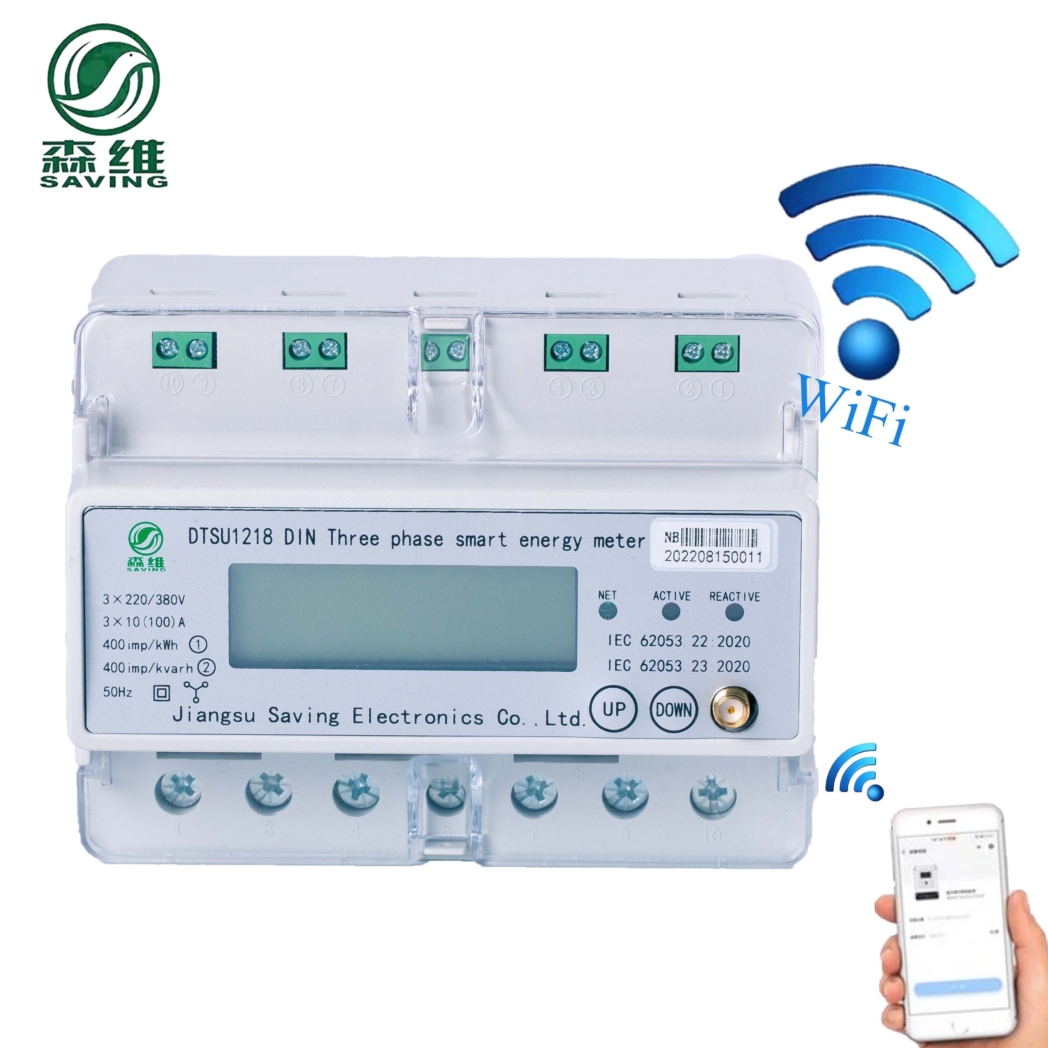 10(100)A Energy Meter 3 Phase 220V/380V Wifi Prepaid din rail Power Meter Wifi Energy Meters with NB-iot/RS485/Relay Module