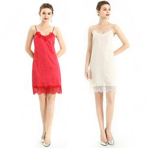 D102 sexy Elegant lace sling silk nightgown dress for women