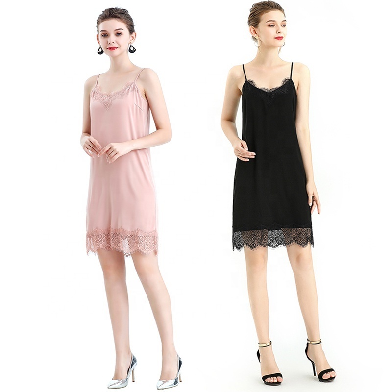 D102 sexy Elegant lace sling silk nightgown dress for women