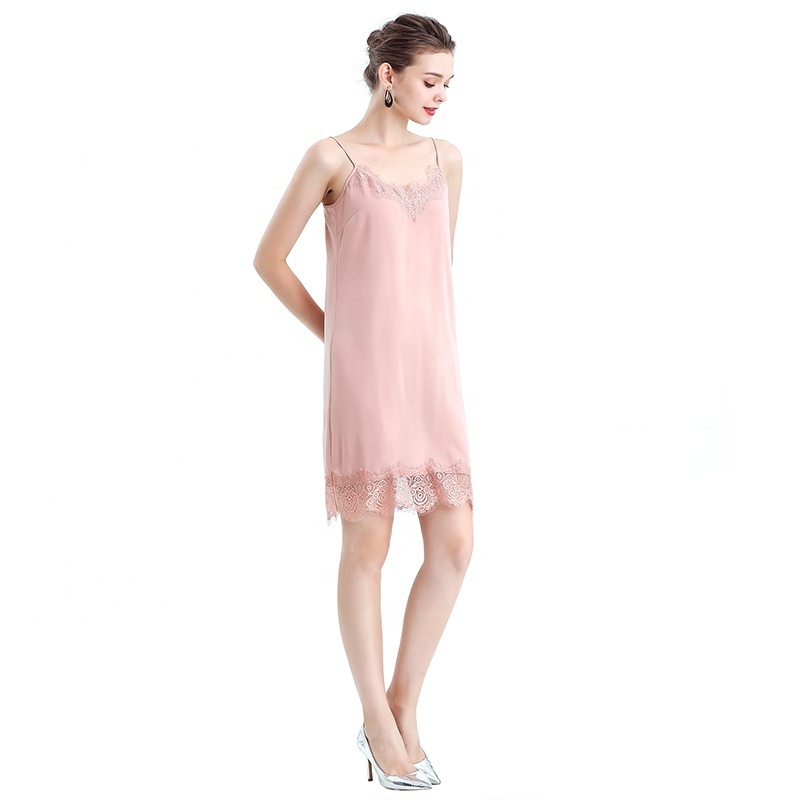 D102 sexy Elegant lace sling silk nightgown dress for women