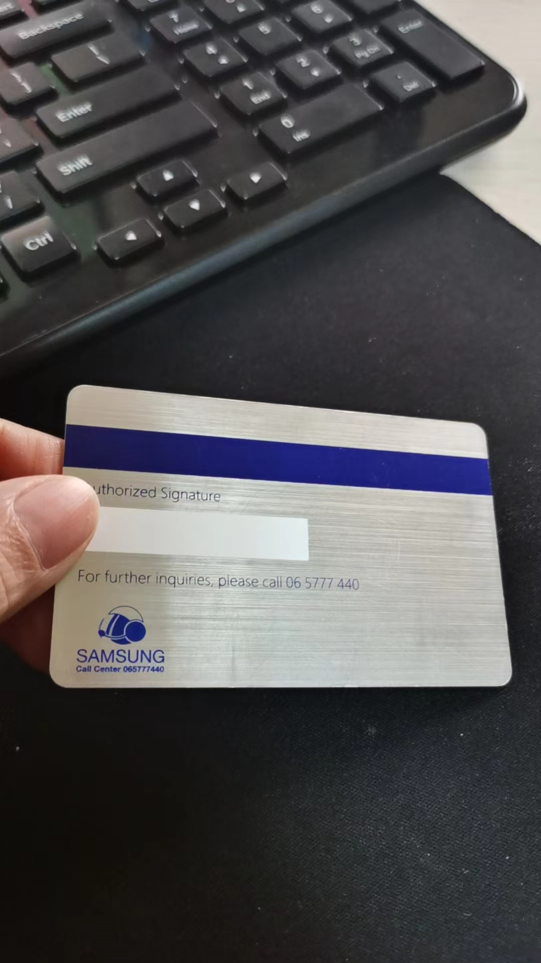 Custom credit card size business card with embossed number overlay for ...