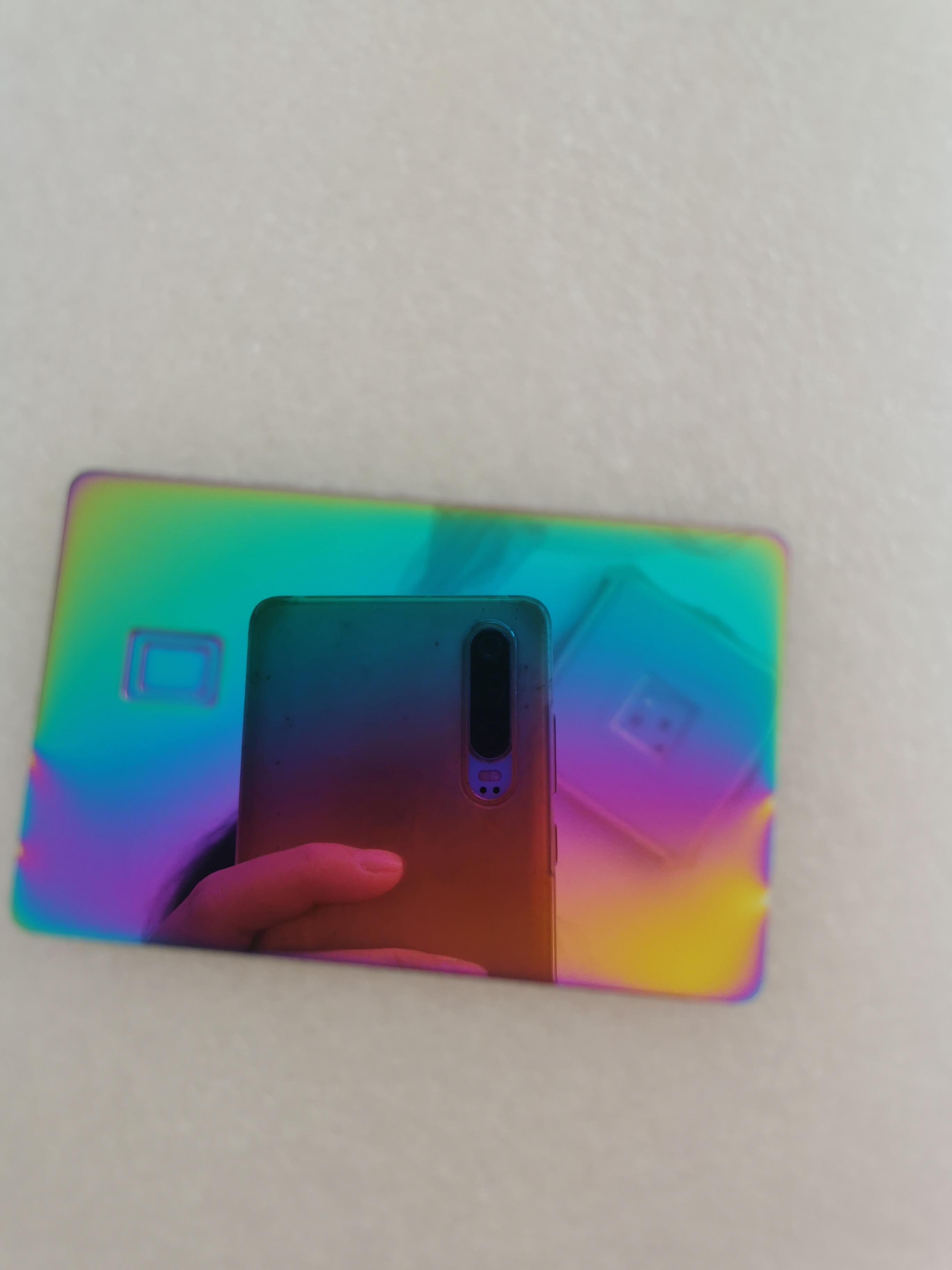 Debit ATM VISA Cards With Chip Slot And Magnetic Stripe Blank Rainbow  24 k gold Mirror Metal Credit Card