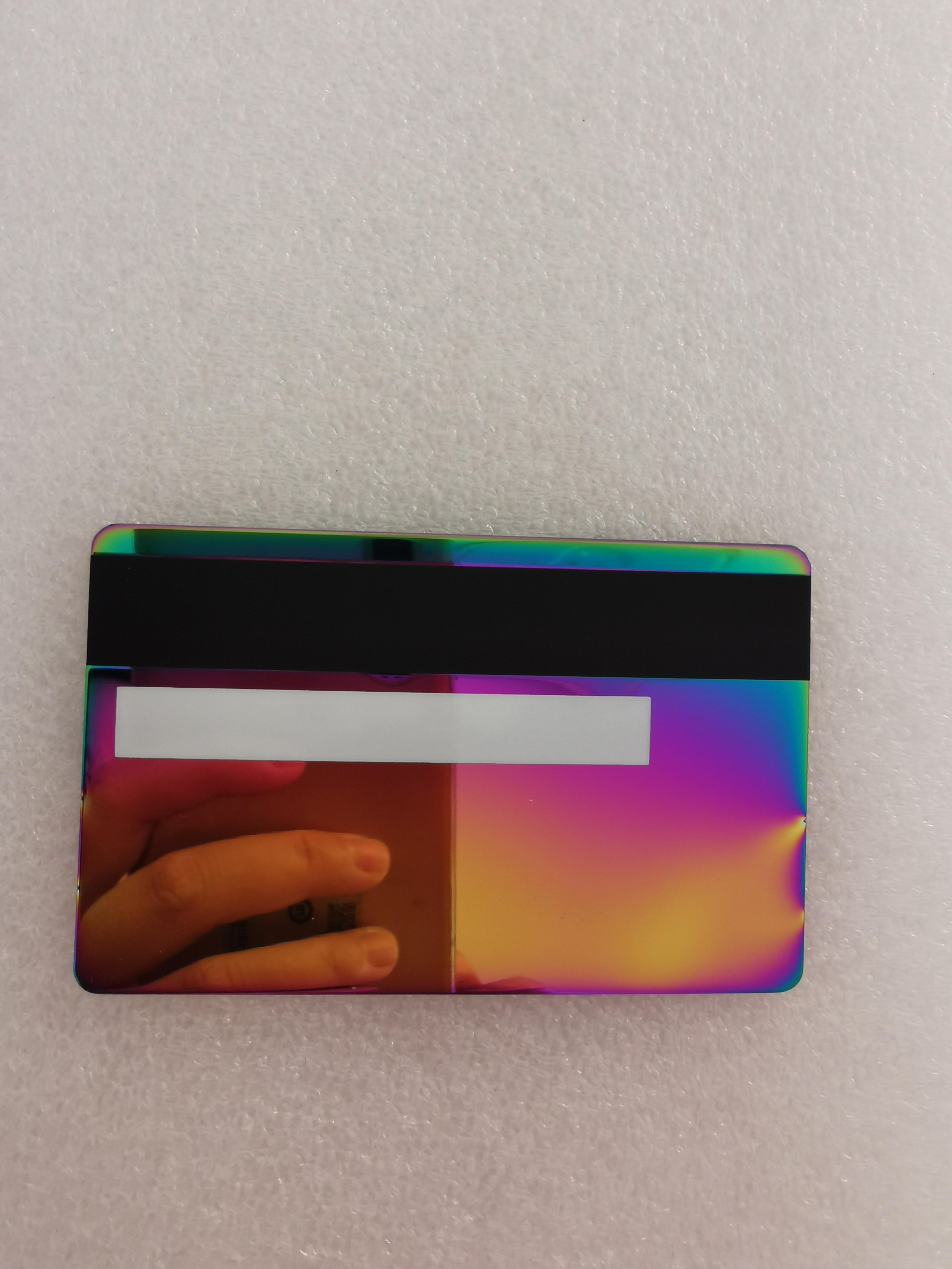 Debit ATM VISA Cards With Chip Slot And Magnetic Stripe Blank Rainbow  24 k gold Mirror Metal Credit Card