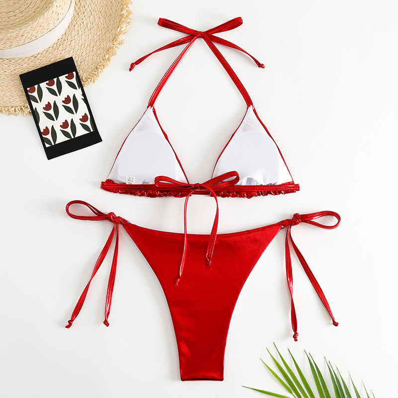 Hot Sale Swimsuits For Women  Sexy Micro bikini Set Thong Two Piece  Bikini Swimsuit Solid Mini Push UP Swimwear For Girls