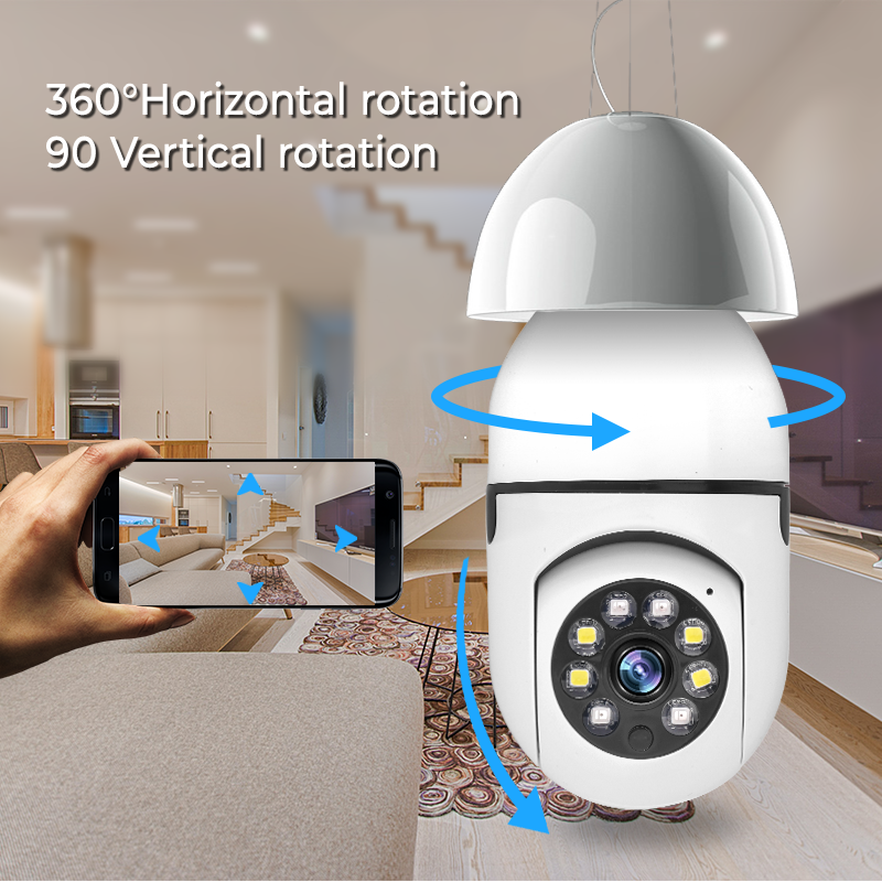 ANSVISION   5GHZ 360 Panoramic Wifi HD night vision ip surveil mini surveillance home security wireless light bulb PTZ network c