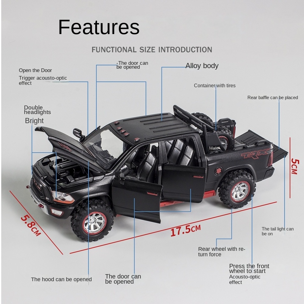 1:32 Pickup truck die-casting mould alloy car with sound and light toy gift simulation off-road pickup truck