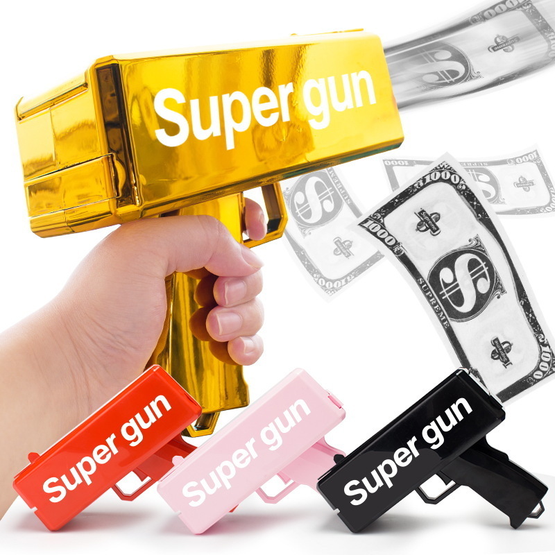 2023 Hot Selling Gold Money Gun Toys Shooter Spray Cash Gun for Game