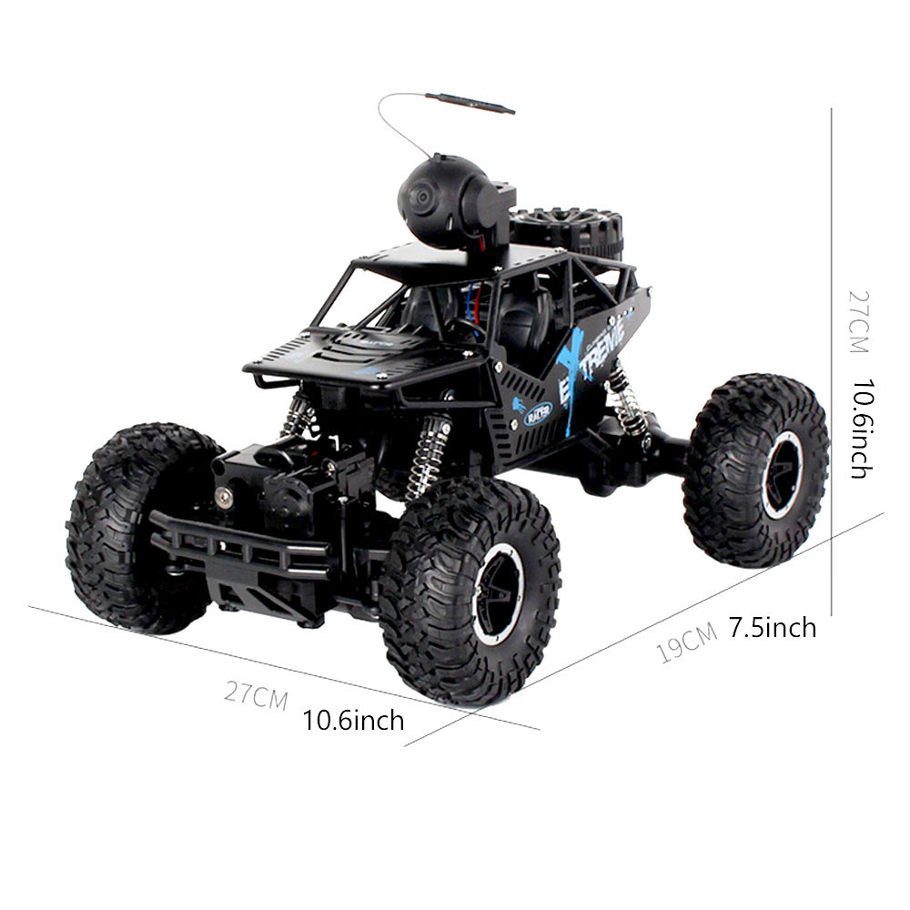 2.4Ghz 1/16 4WD Remote Control Car with FPV HD Camera & Dual Control RC Mode Speed Vehicle for Children , Adult-Black