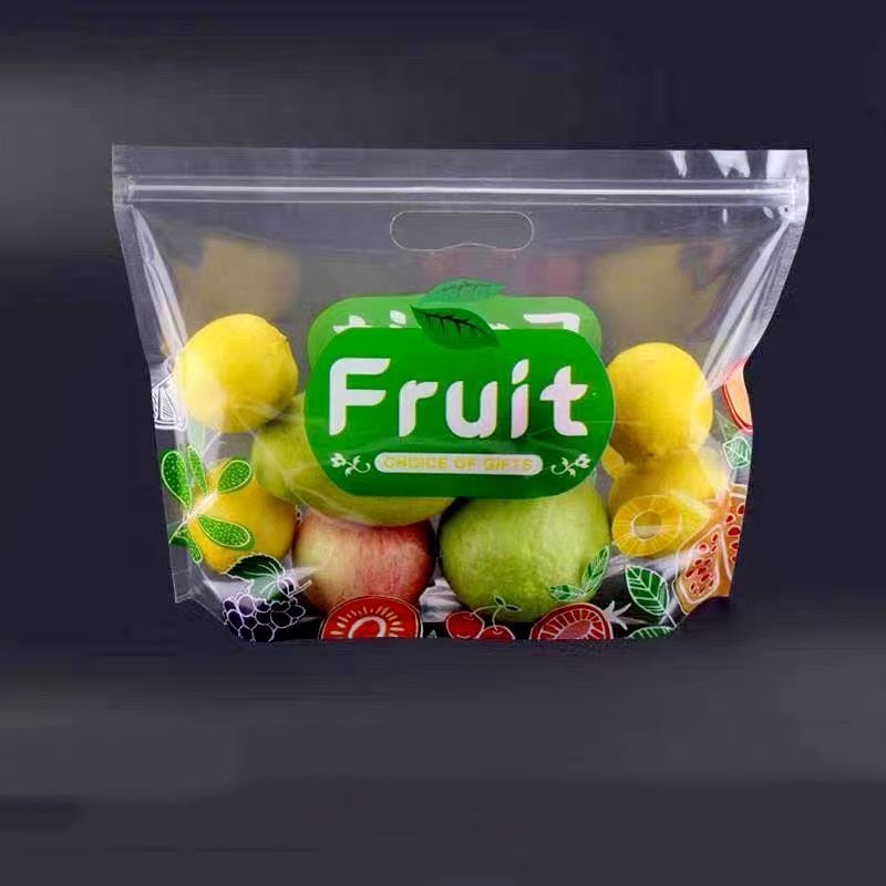 Anti Fog Perforated Flat Stand Up Clear Plastic Fresh Vegetable Fruit Salad Packaging Pouch Bag With Holes Adhesive Seal Ziplock