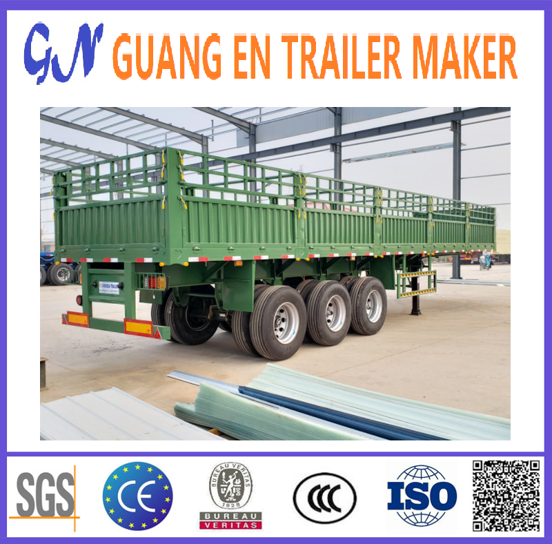 3 Axle 60 Ton Farm Animal Transport Cargo Box Truck Stake Fence Trailer Semi Trailer Track Trailer