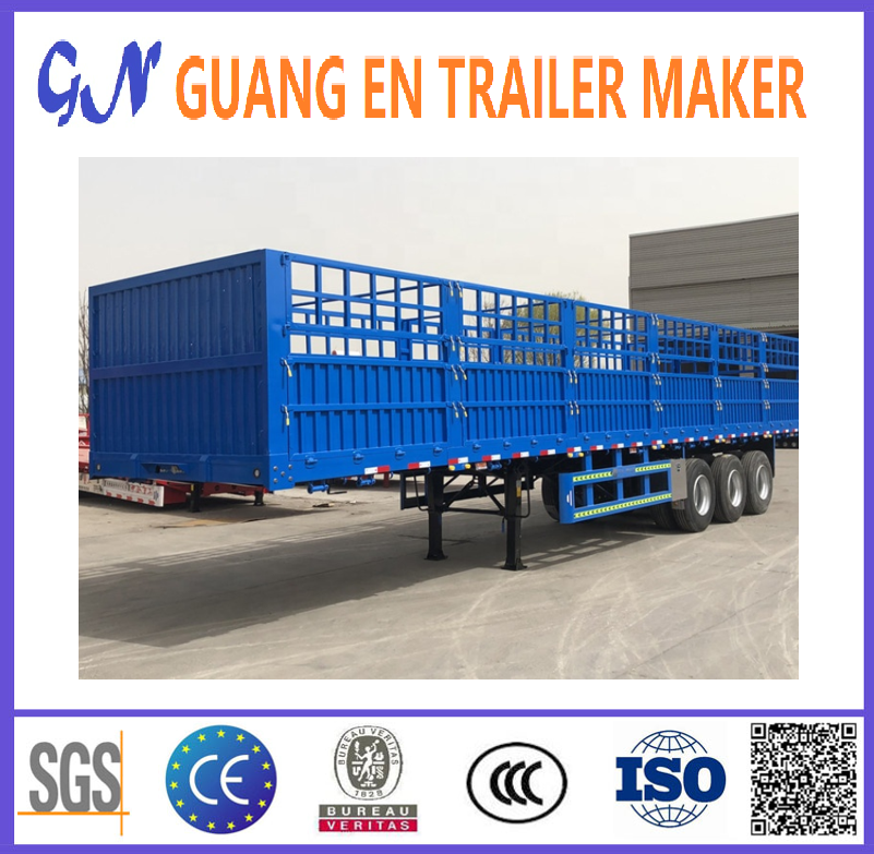 3 Axle 60 Ton Farm Animal Transport Cargo Box Truck Stake Fence Trailer Semi Trailer Track Trailer