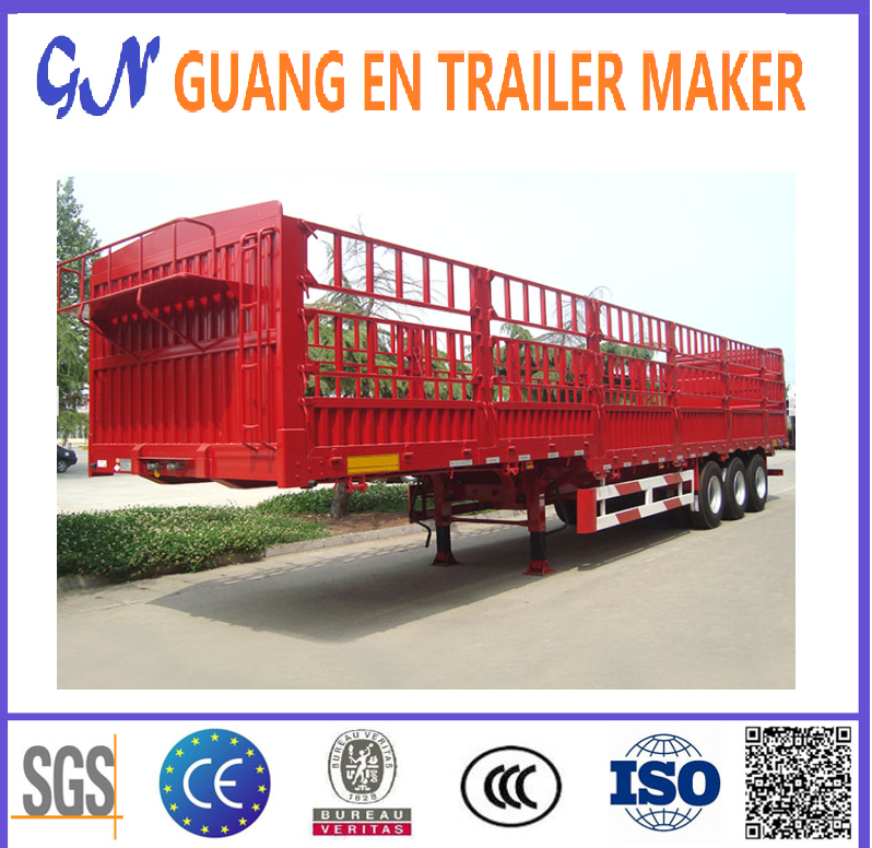 3 Axle 60 Ton Farm Animal Transport Cargo Box Truck Stake Fence Trailer Semi Trailer Track Trailer