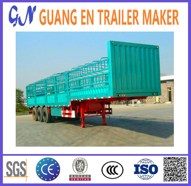 Cargo Goods Fence Transport Enclosed Sidewall Semi Trailer 50 Ton Sheep Cow Carrier Stake Fence Semi Trailer For Sale