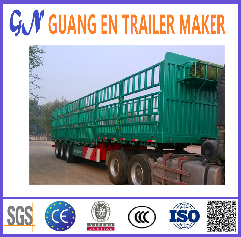 Cargo Goods Fence Transport Enclosed Sidewall Semi Trailer 50 Ton Sheep Cow Carrier Stake Fence Semi Trailer For Sale