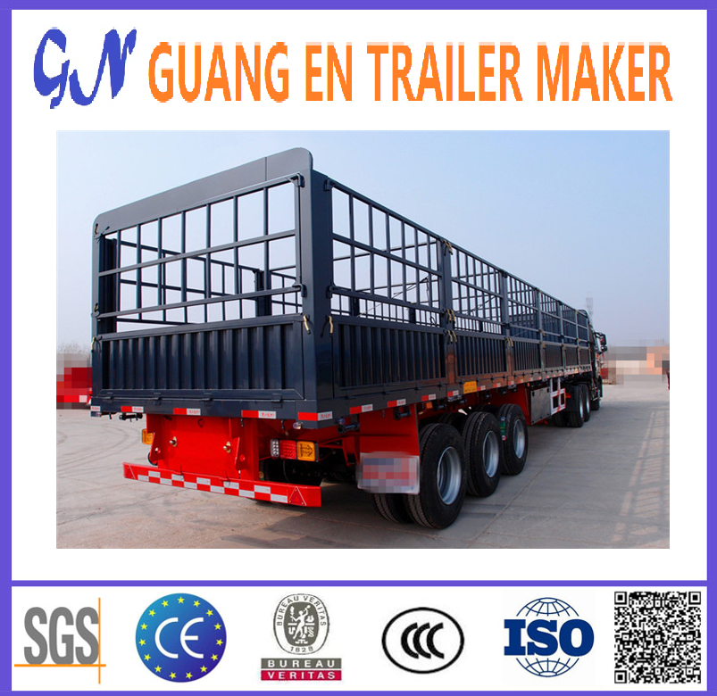 Cargo Goods Fence Transport Enclosed Sidewall Semi Trailer 50 Ton Sheep Cow Carrier Stake Fence Semi Trailer For Sale