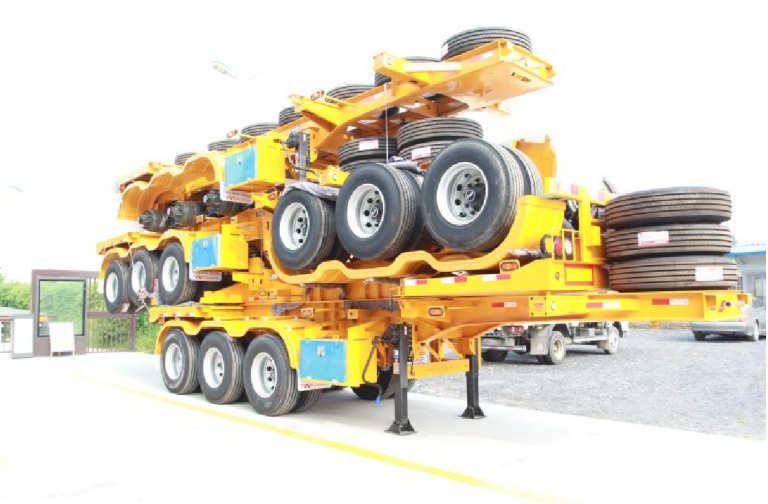 2023 best price 3 axle 45 tons 40ft container flatbed semi trailer with spare tires and tools  Skeleton container Trailers