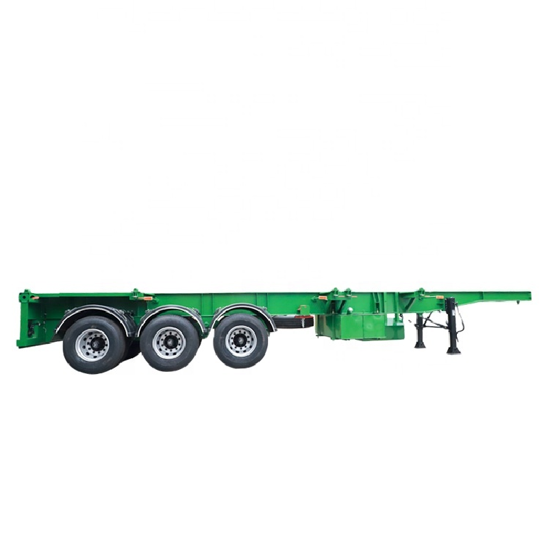 2023 best price 3 axle 45 tons 40ft container flatbed semi trailer with spare tires and tools  Skeleton container Trailers