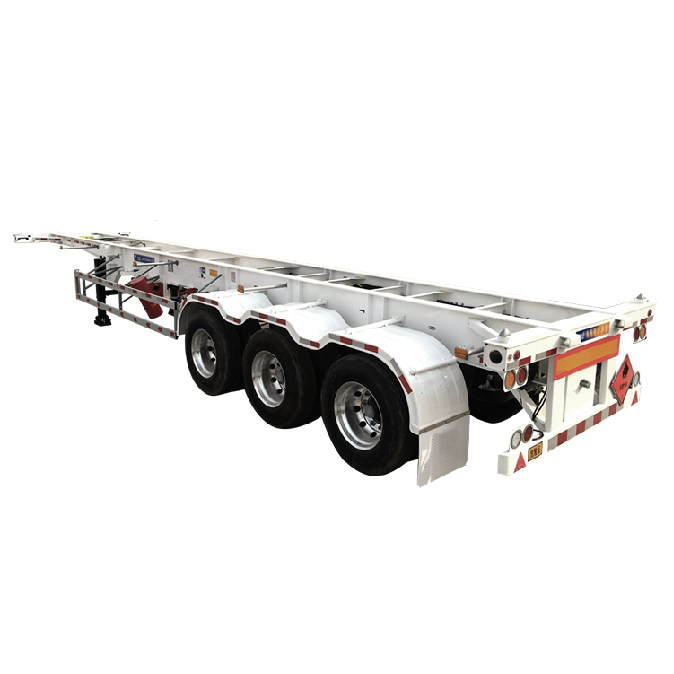 2023 best price 3 axle 45 tons 40ft container flatbed semi trailer with spare tires and tools  Skeleton container Trailers