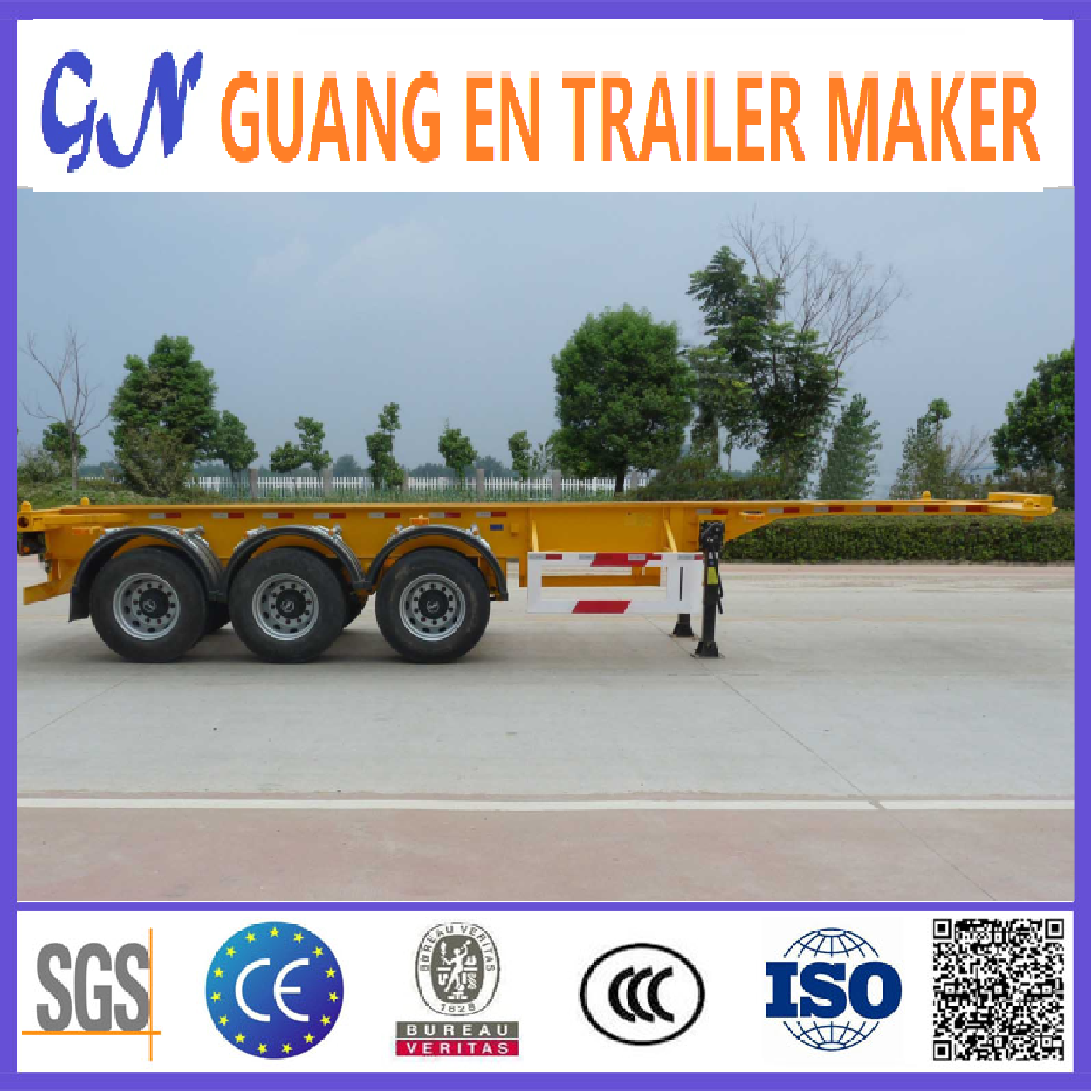 China Manufacturer Transport 20 foot 40 ft container chassis skeleton trailer with container lock semi trailer truck