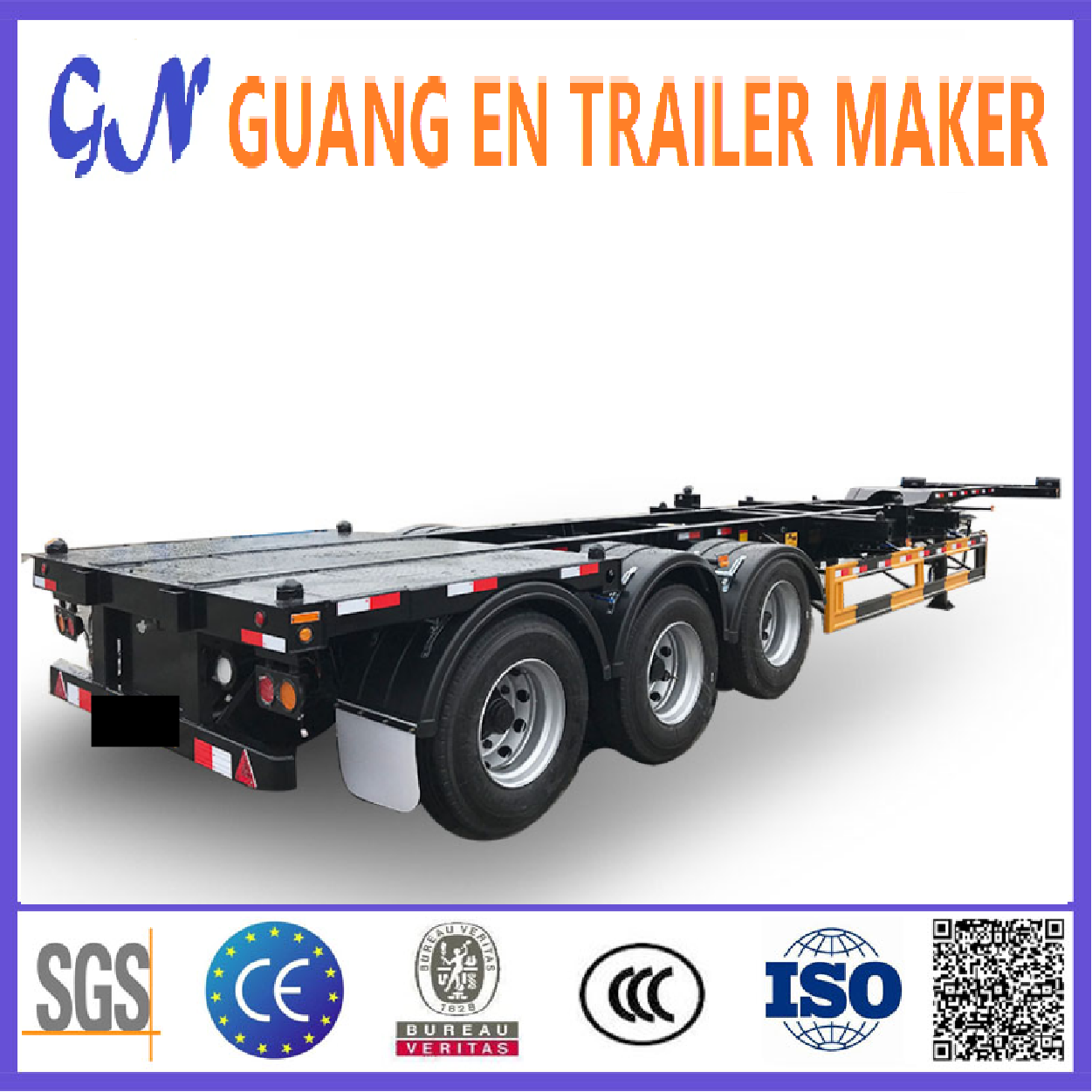 China Manufacturer Transport 20 foot 40 ft container chassis skeleton trailer with container lock semi trailer truck