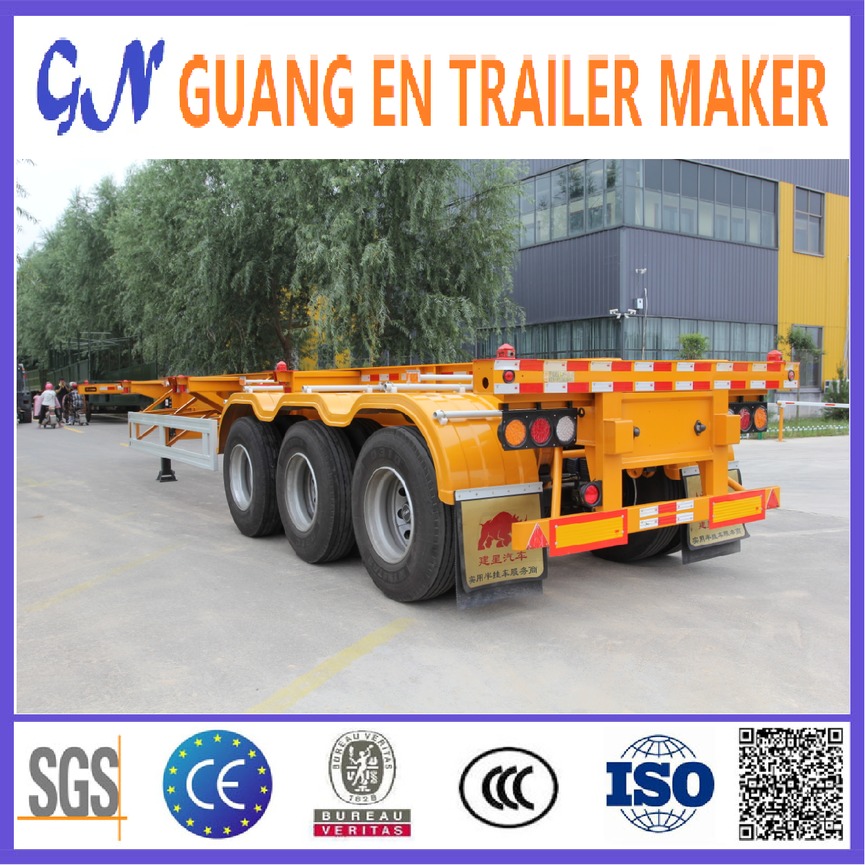 China Manufacturer Transport 20 foot 40 ft container chassis skeleton trailer with container lock semi trailer truck