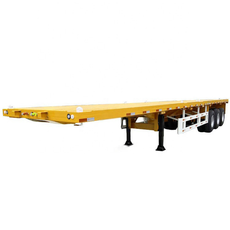 China Factory 3axles Flatbed 20ft 40ft Container Trailer Mechanical Suspension Flat Bed Semi Trailer Export To Tanzania