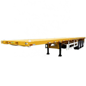 China Factory 3axles Flatbed 20ft 40ft Container Trailer Mechanical Suspension Flat Bed Semi Trailer Export To Tanzania