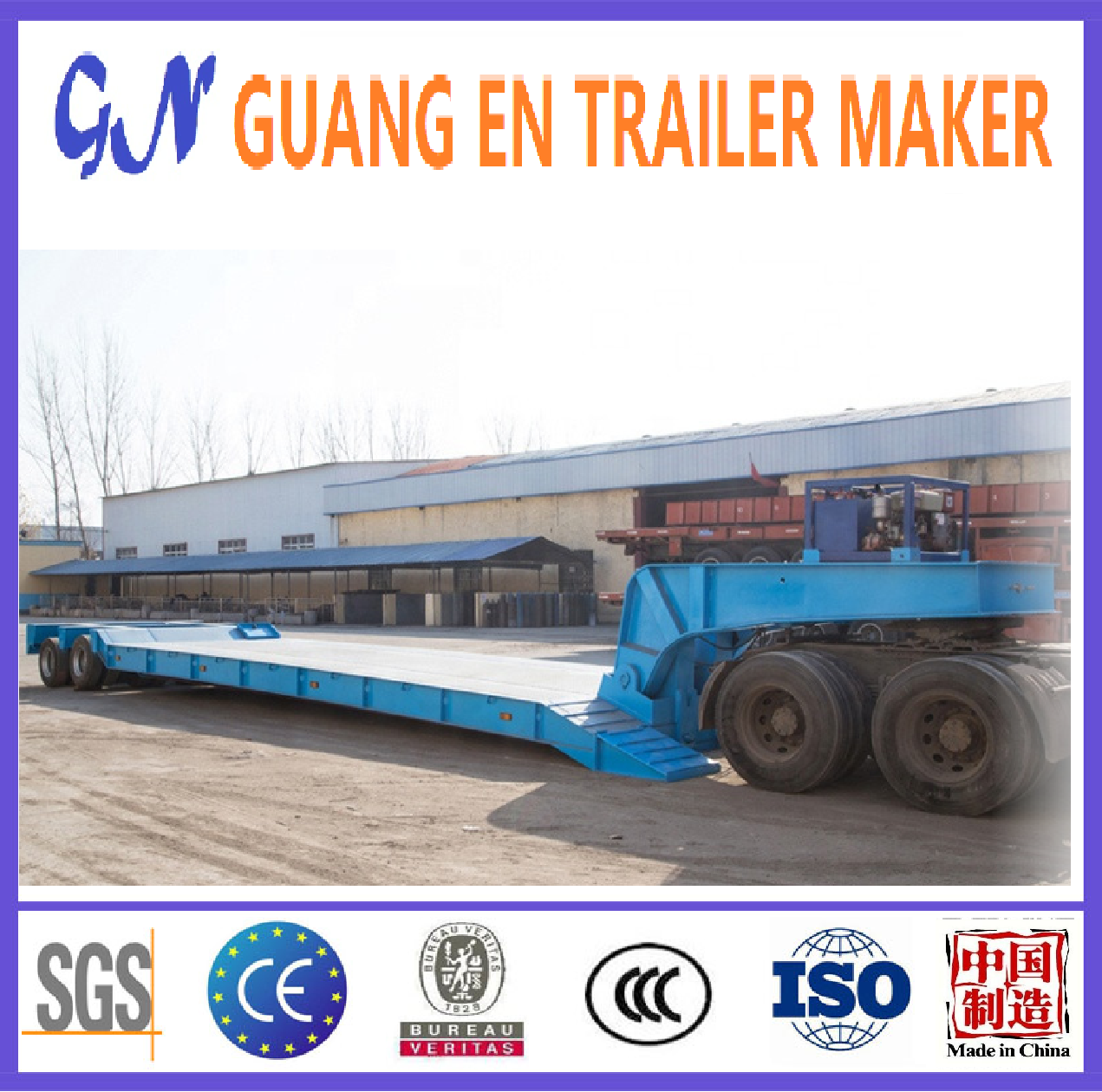 Good sale 13-18m 3 4axle Lowbed semi trailer for 60 Ton New Low Loader Bed SemiTrailer with Transport Bus and rail vehicle