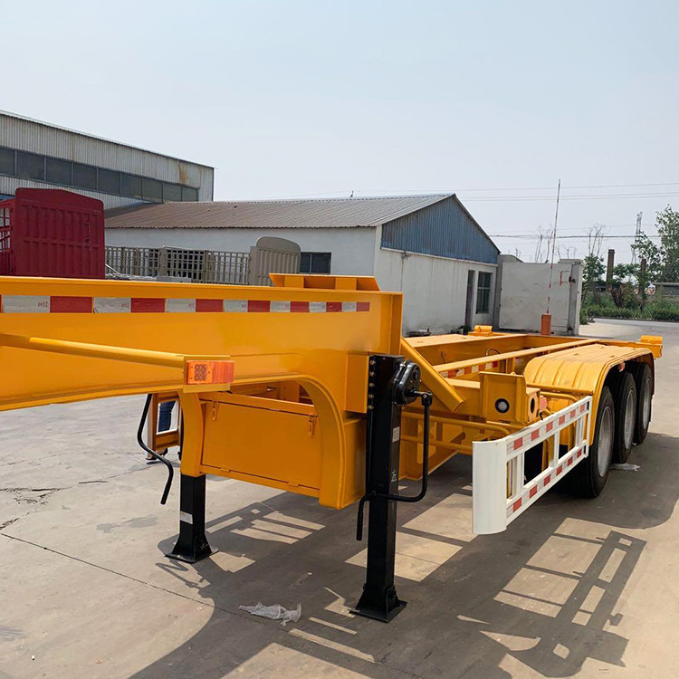 Hot sale 3 Axles 20 Ft Towing Small 60 Tons 2 Container Chassis Skeleton Semi Trailer For Sale