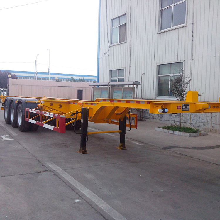 Hot sale 3 Axles 20 Ft Towing Small 60 Tons 2 Container Chassis Skeleton Semi Trailer For Sale