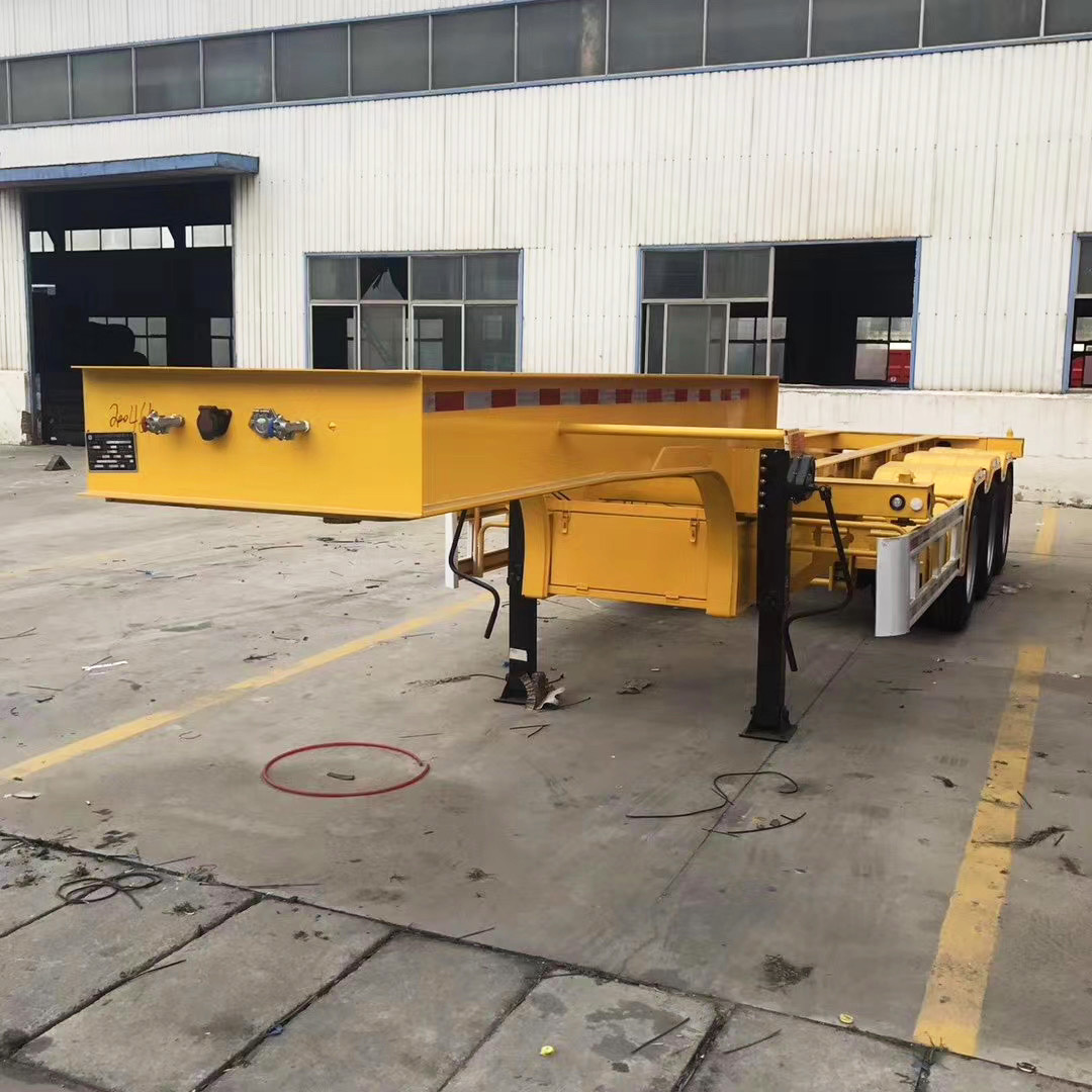 Hot sale 3 Axles 20 Ft Towing Small 60 Tons 2 Container Chassis Skeleton Semi Trailer For Sale