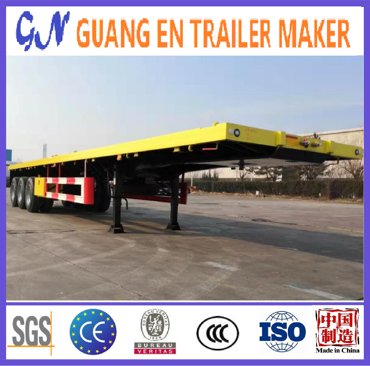 2/3/4 Axles 40 feet 20ft 40ft Shipping Container Flat Bed Flatbed Semi Trailer for Sale